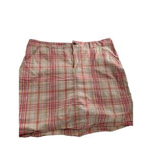 Christopher & Banks Plaid Cotton Blend Skort Skirt Size 14 Pink Beige Golf Skirt